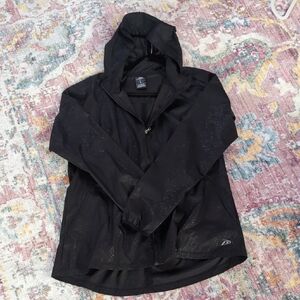 Pro Player Black Hooded Rain Jacket Size Large | Waterproof & Lightweight 🌧️